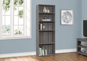I 7469 Bookcase - 72"H / Grey With 5 Shelves - Furniture Depot