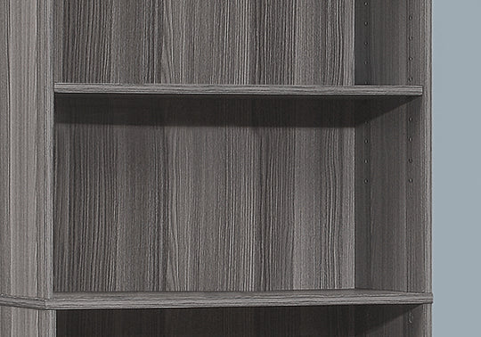 I 7469 Bookcase - 72"H / Grey With 5 Shelves - Furniture Depot