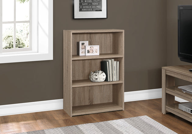 I 7477 Bookcase - 36"H / Dark Taupe With 3 Shelves - Furniture Depot (7881390293240)