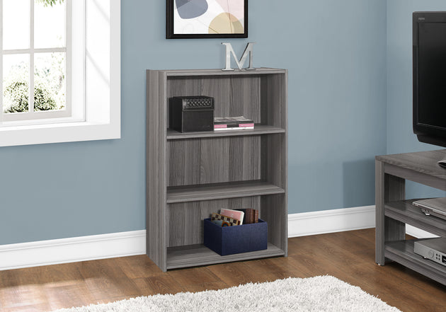 I 7478 Bookcase - 36"H / Grey With 3 Shelves - Furniture Depot