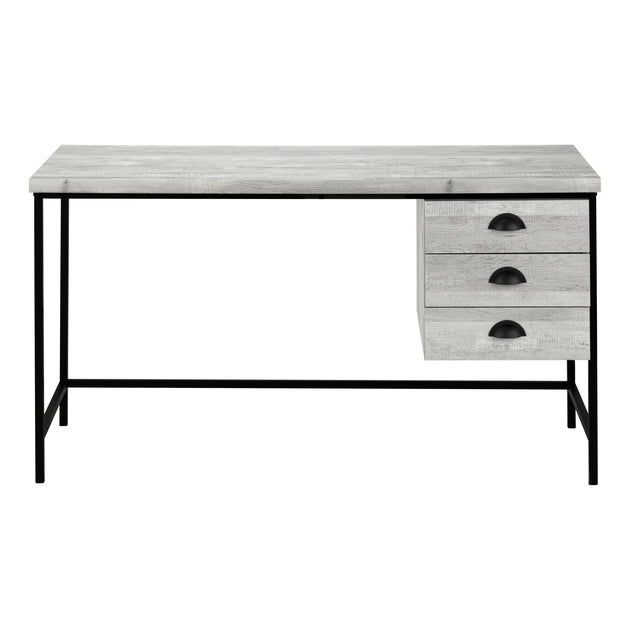 I 7486 Computer Desk - 55"L / Grey Reclaimed Wood / Black Metal - Furniture Depot (7881137225976)
