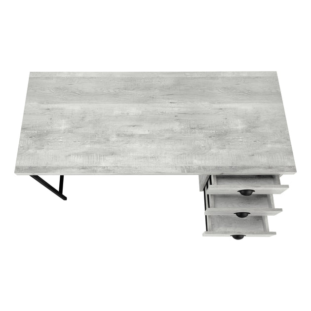 I 7486 Computer Desk - 55"L / Grey Reclaimed Wood / Black Metal - Furniture Depot (7881137225976)