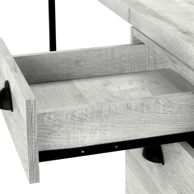 I 7486 Computer Desk - 55"L / Grey Reclaimed Wood / Black Metal - Furniture Depot (7881137225976)