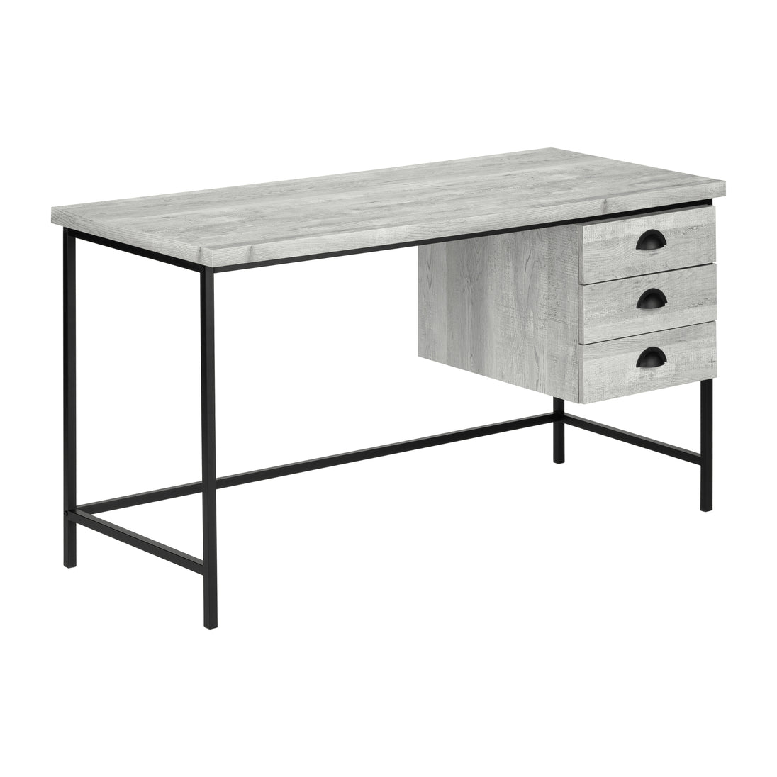 I 7486 Computer Desk - 55"L / Grey Reclaimed Wood / Black Metal - Furniture Depot (7881137225976)