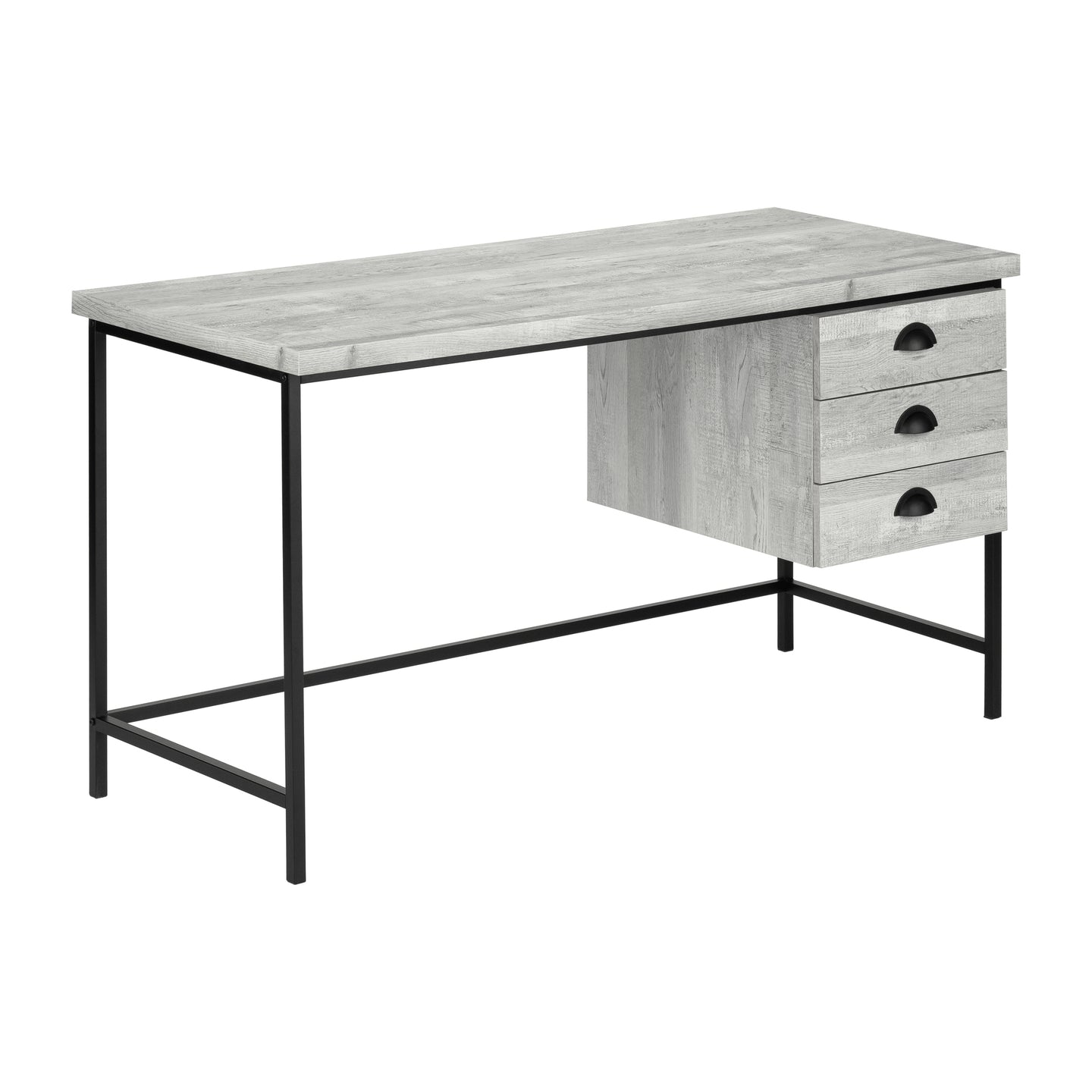 I 7486 Computer Desk - 55"L / Grey Reclaimed Wood / Black Metal - Furniture Depot (7881137225976)