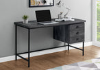 I 7488 Computer Desk - 55"L / Black Reclaimed Wood / Black Metal - Furniture Depot