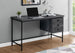 I 7488 Computer Desk - 55"L / Black Reclaimed Wood / Black Metal - Furniture Depot