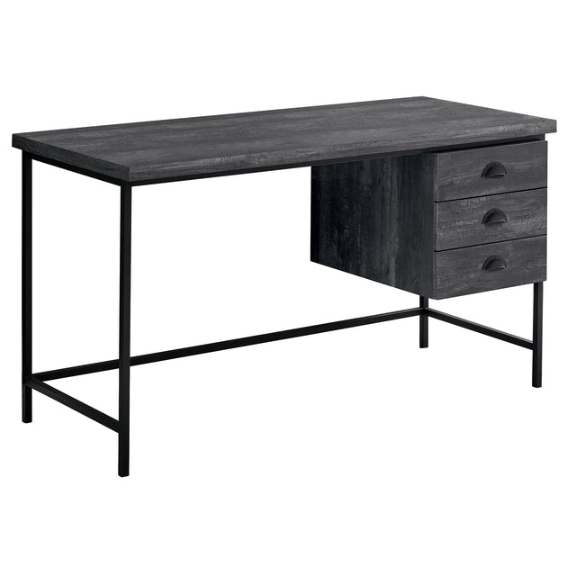 I 7488 Computer Desk - 55"L / Black Reclaimed Wood / Black Metal - Furniture Depot
