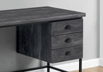 I 7488 Computer Desk - 55"L / Black Reclaimed Wood / Black Metal - Furniture Depot