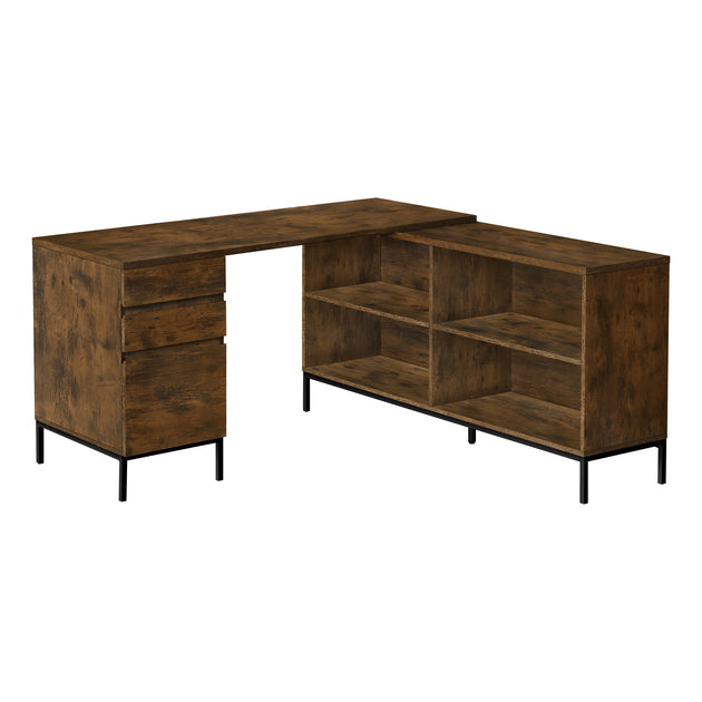 I 7490 Computer Desk - 60"L / Rustic Brown L-Shaped Corner - Furniture Depot (7881137324280)