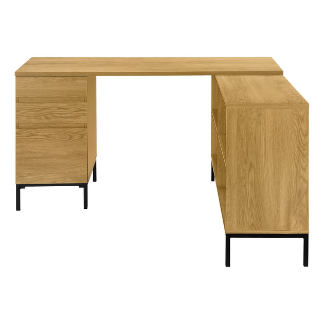 I 7491 Computer Desk - 60"L / Light Oak L-Shaped Corner - Furniture Depot (7881137357048)