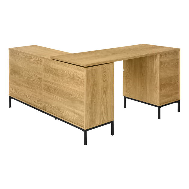 I 7491 Computer Desk - 60"L / Light Oak L-Shaped Corner - Furniture Depot (7881137357048)
