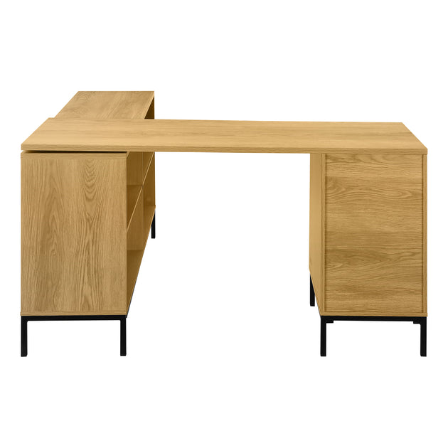 I 7491 Computer Desk - 60"L / Light Oak L-Shaped Corner - Furniture Depot (7881137357048)