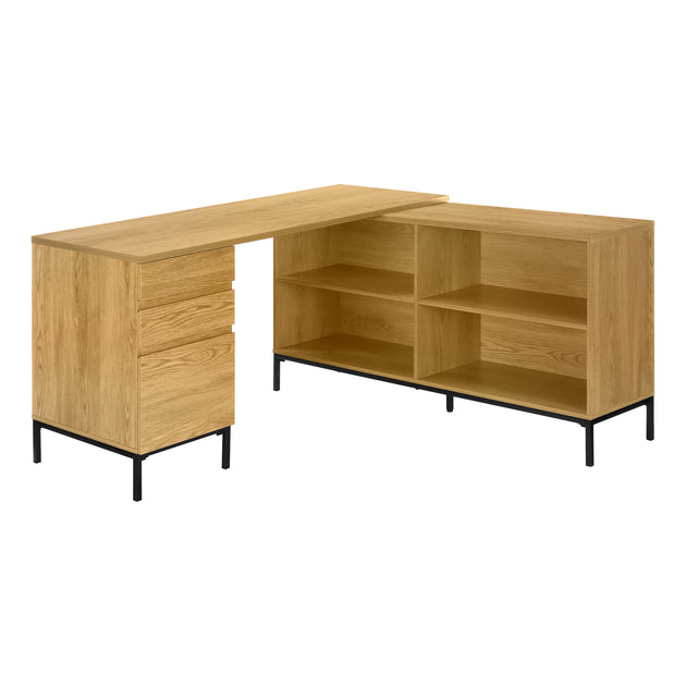 I 7491 Computer Desk - 60"L / Light Oak L-Shaped Corner - Furniture Depot (7881137357048)
