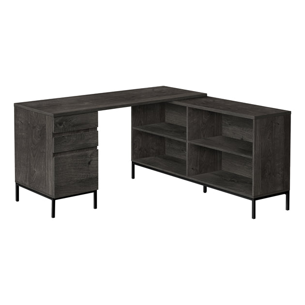 I 7492 Computer Desk - 60"L / Dark Grey L-Shaped Corner - Furniture Depot (7881137389816)