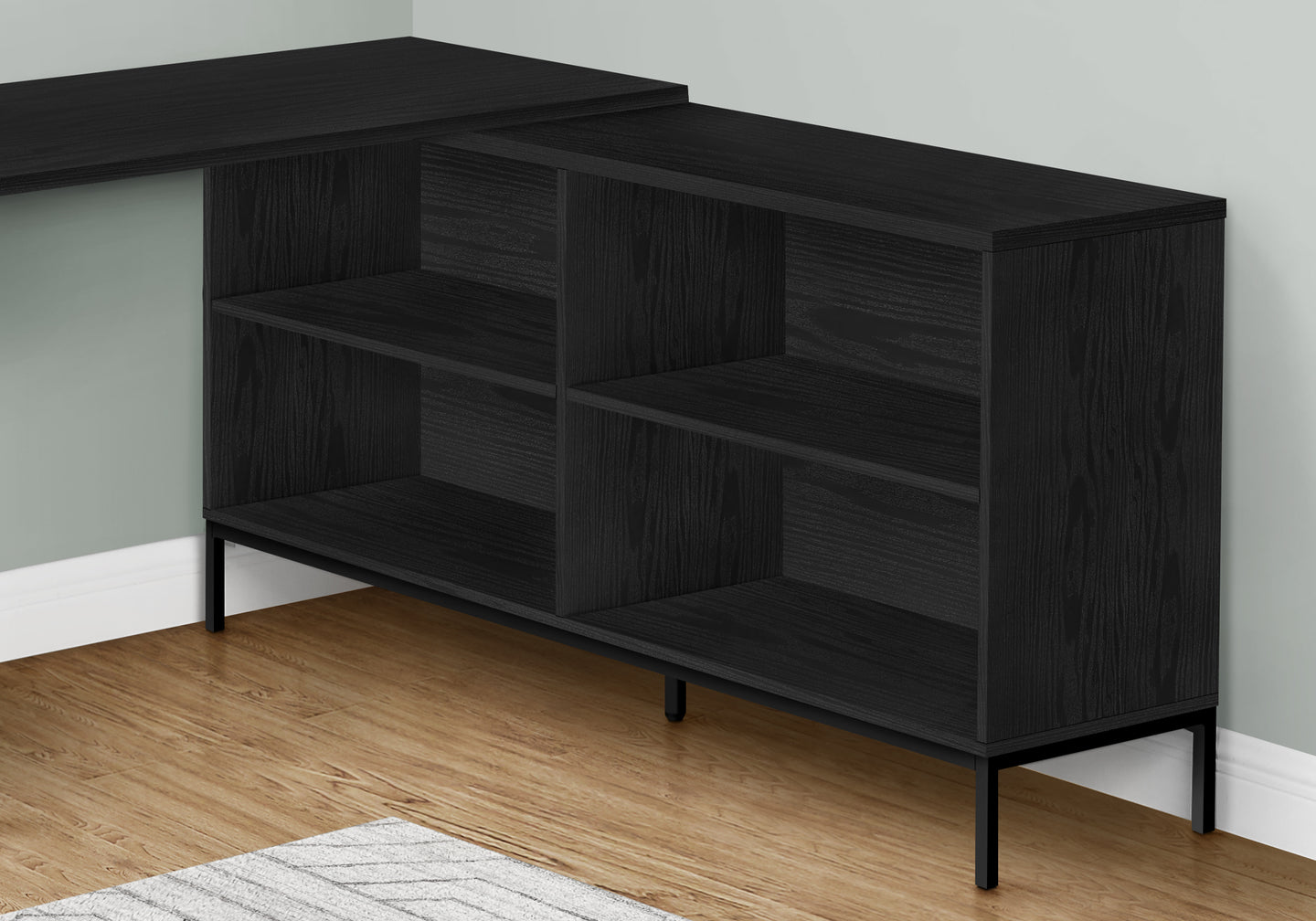 I 7493 Computer Desk - 60"L / Black Oak L-Shaped Corner - Furniture Depot