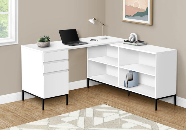 I 7494 Computer Desk - 60"L / White L-Shaped Corner - Furniture Depot (7881137488120)