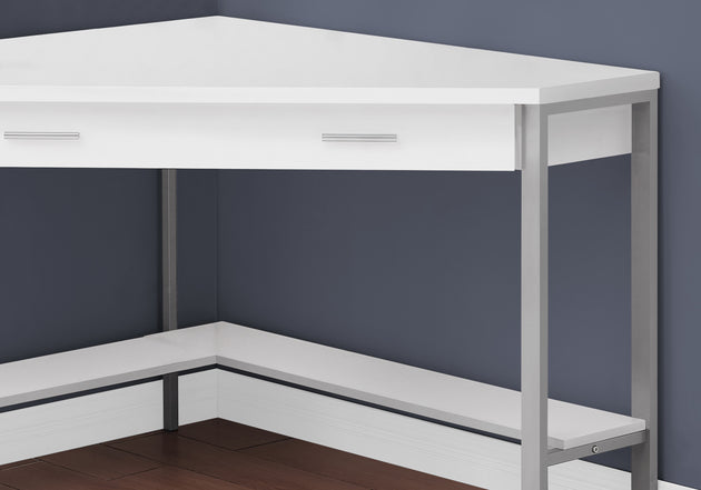 I 7500 Computer Desk - 42"L / White Corner / Silver Metal - Furniture Depot (7881137520888)