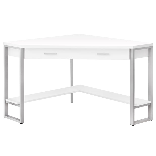 I 7500 Computer Desk - 42"L / White Corner / Silver Metal - Furniture Depot (7881137520888)