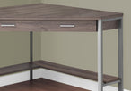 I 7501 Computer Desk - 42"L / Dark Taupe Corner / Silver Metal - Furniture Depot (7881137553656)