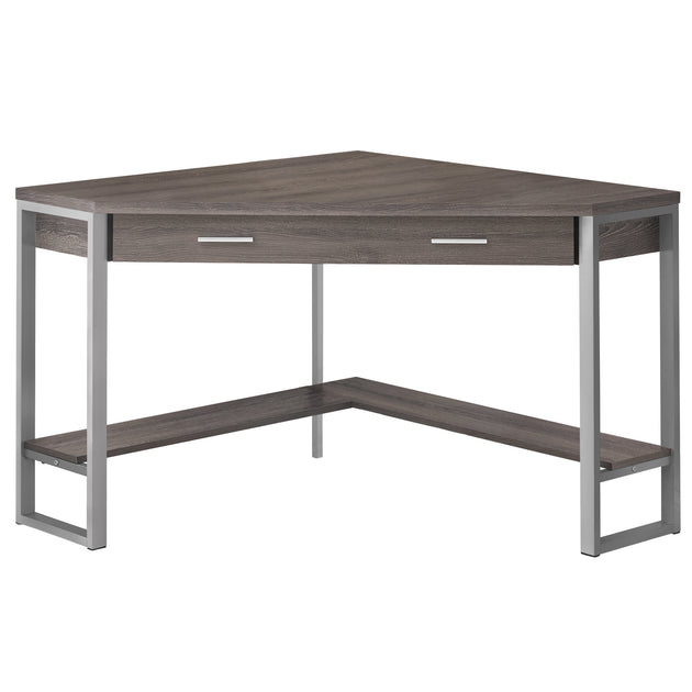 I 7501 Computer Desk - 42"L / Dark Taupe Corner / Silver Metal - Furniture Depot (7881137553656)