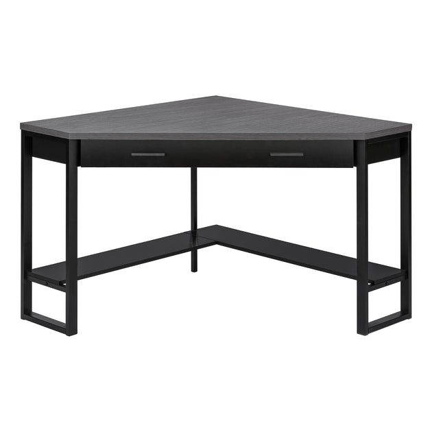 I 7503 Computer Desk - 42"L / Black / Grey Top Corner / Black - Furniture Depot