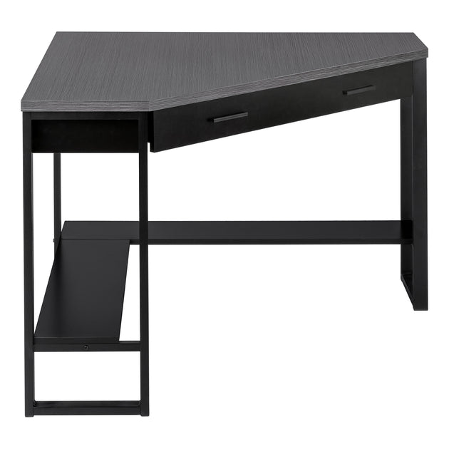 I 7503 Computer Desk - 42"L / Black / Grey Top Corner / Black - Furniture Depot