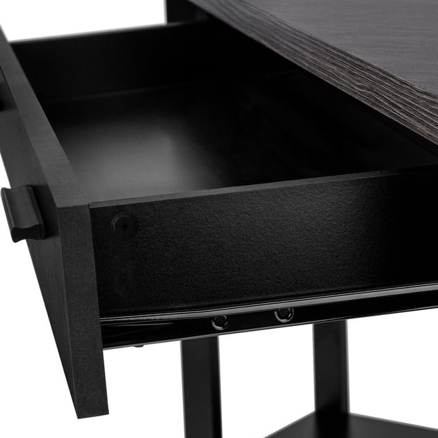 I 7503 Computer Desk - 42"L / Black / Grey Top Corner / Black - Furniture Depot