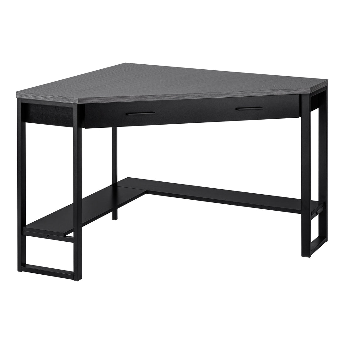 I 7503 Computer Desk - 42"L / Black / Grey Top Corner / Black - Furniture Depot