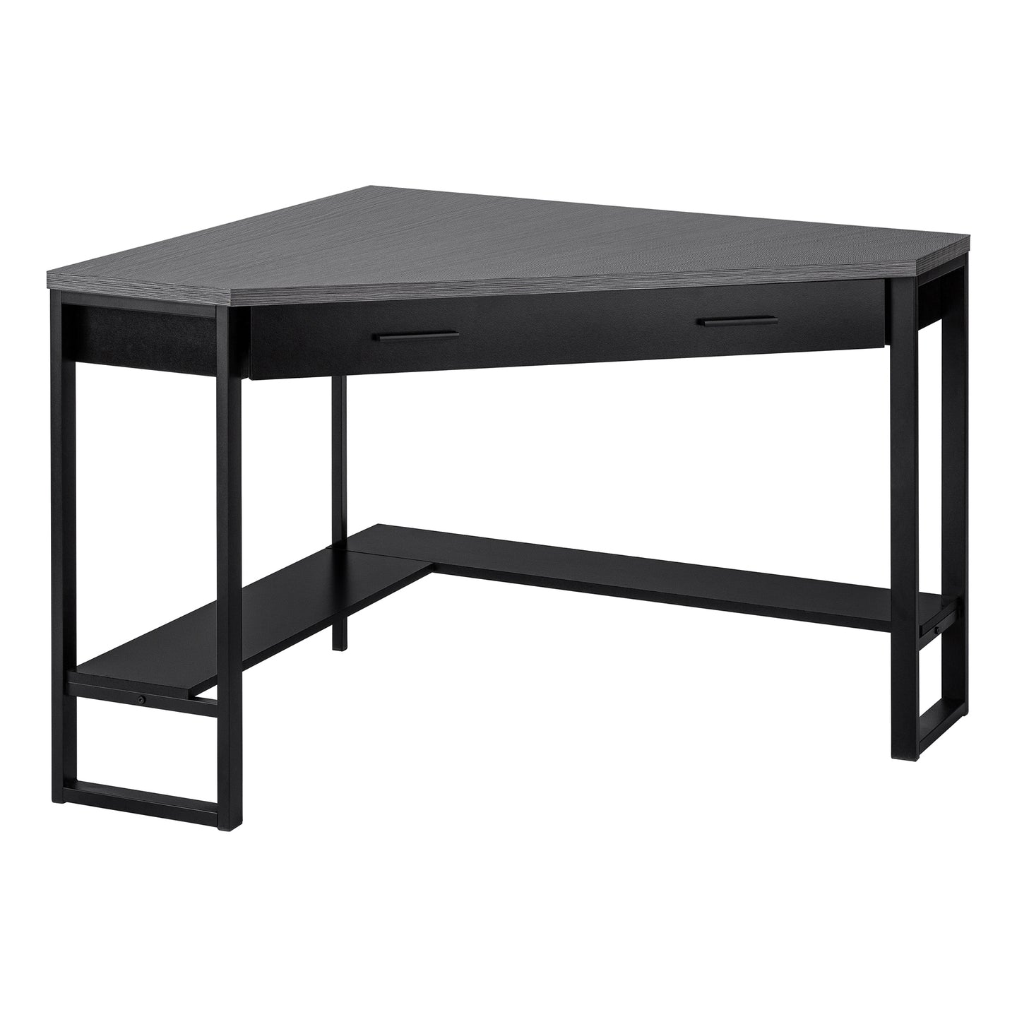 I 7503 Computer Desk - 42"L / Black / Grey Top Corner / Black - Furniture Depot