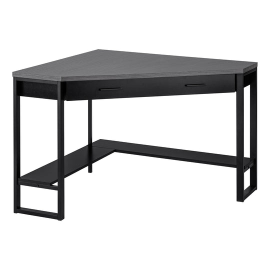 I 7503 Computer Desk - 42"L / Black / Grey Top Corner / Black - Furniture Depot