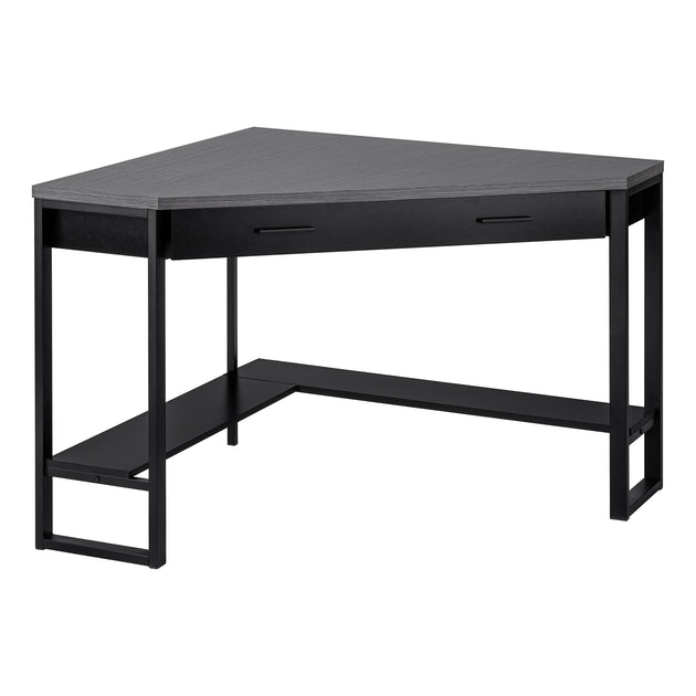I 7503 Computer Desk - 42"L / Black / Grey Top Corner / Black - Furniture Depot