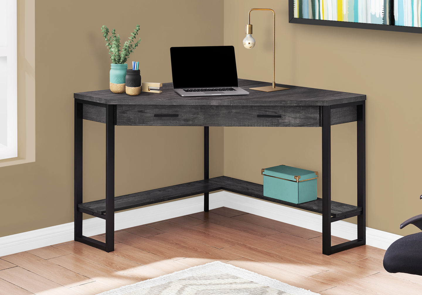 I 7507 Computer Desk - 42"L / Black Reclaimed Wood Corner - Furniture Depot (7881137750264)