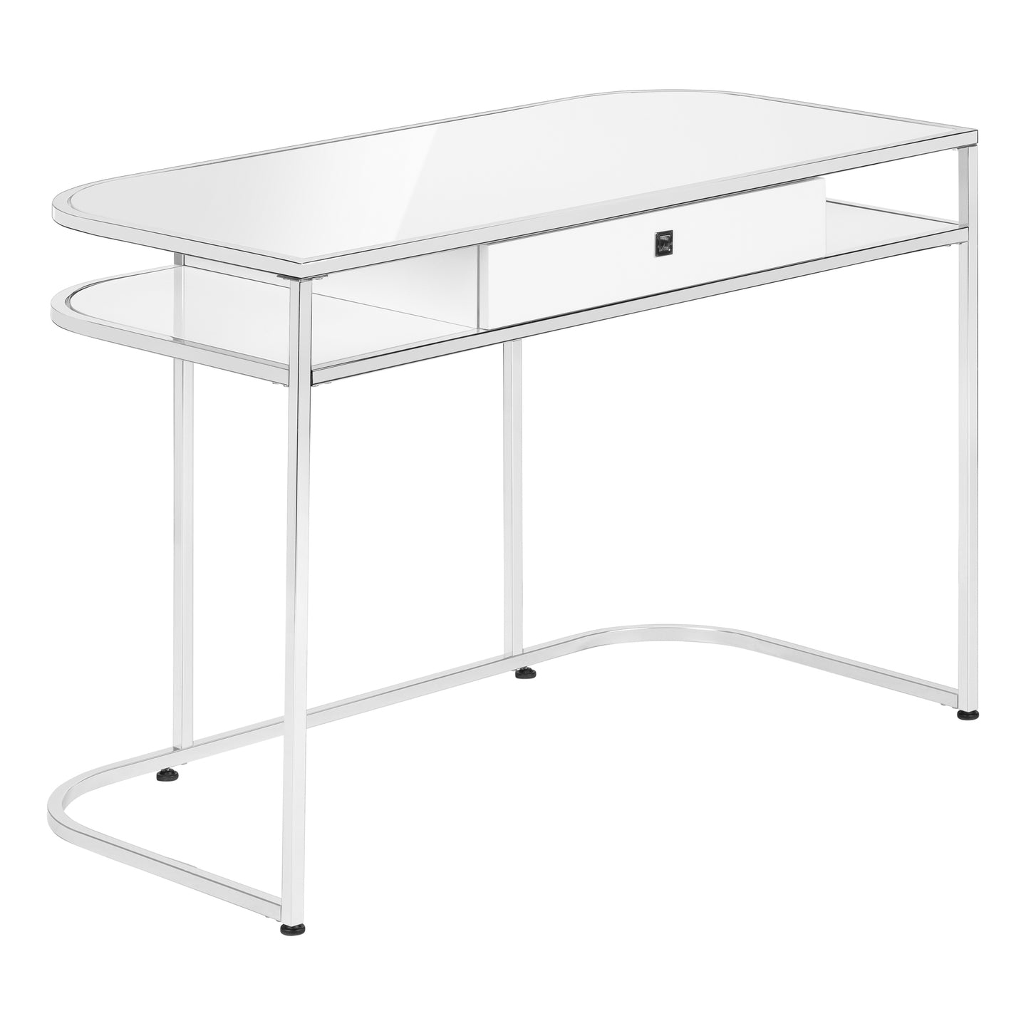 I 7520 Computer Desk - 48"L / Glossy White / Chrome Metal - Furniture Depot