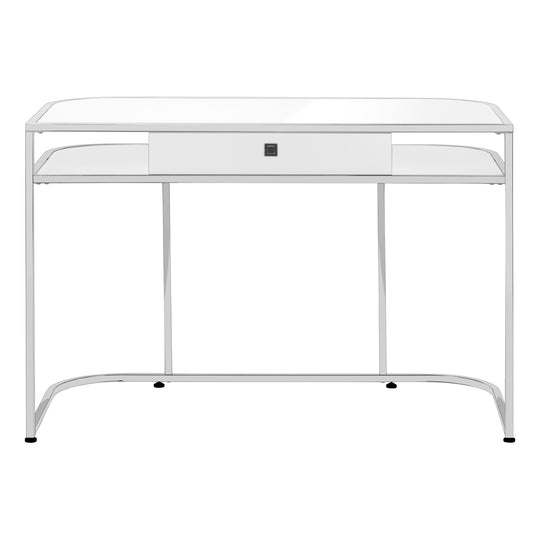 I 7520 Computer Desk - 48"L / Glossy White / Chrome Metal - Furniture Depot