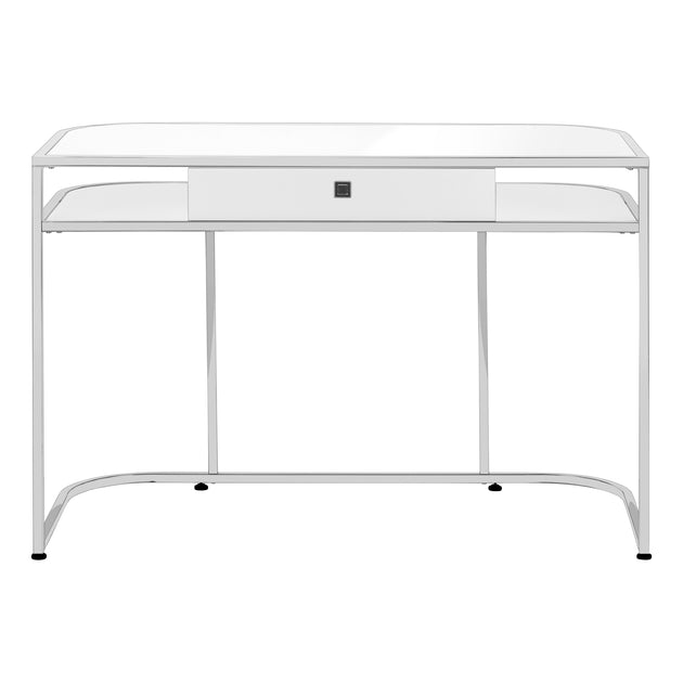 I 7520 Computer Desk - 48"L / Glossy White / Chrome Metal - Furniture Depot
