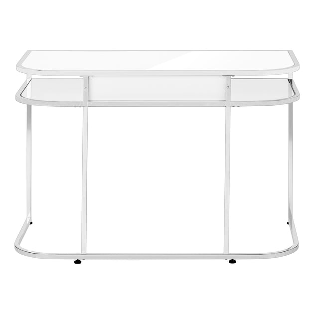 I 7520 Computer Desk - 48"L / Glossy White / Chrome Metal - Furniture Depot