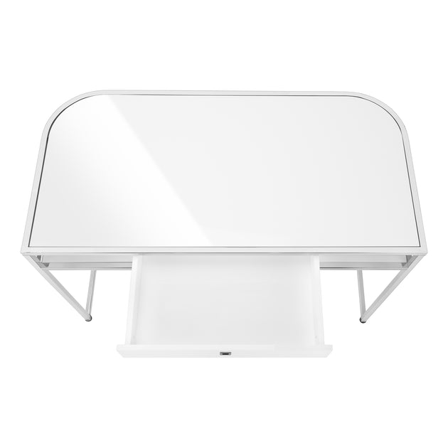 I 7520 Computer Desk - 48"L / Glossy White / Chrome Metal - Furniture Depot