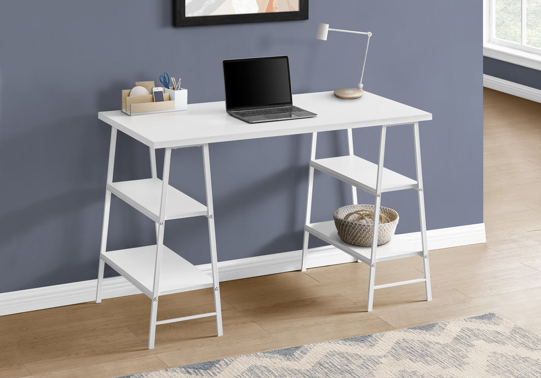 I 7521 Computer Desk - 48"L / White / White Metal - Furniture Depot (7881137815800)