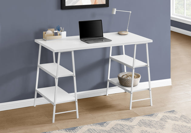 I 7521 Computer Desk - 48"L / White / White Metal - Furniture Depot (7881137815800)