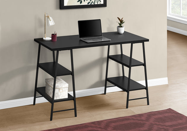 I 7522 Computer Desk - 48"L / Black / Black Metal - Furniture Depot