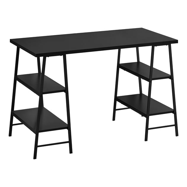 I 7522 Computer Desk - 48"L / Black / Black Metal - Furniture Depot