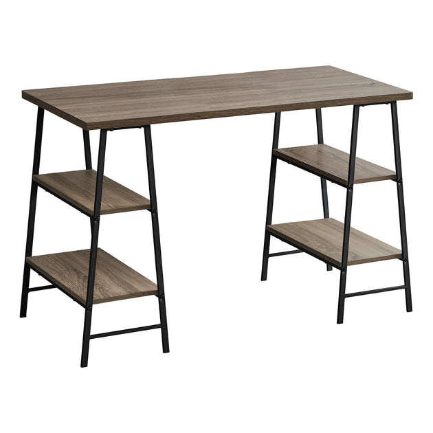 I 7523 Computer Desk - 48"L / Dark Taupe / Black Metal - Furniture Depot
