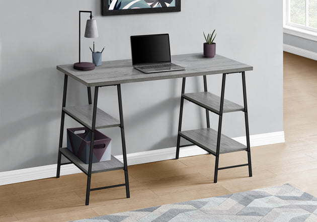 I 7524 Computer Desk - 48"L / Grey / Black Metal - Furniture Depot