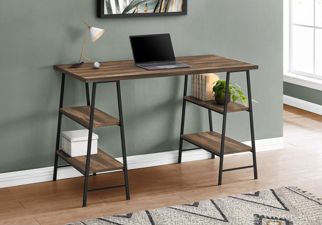 I 7525 Computer Desk - 48"L / Brown Reclaimed Wood / Black Metal - Furniture Depot (7881137979640)