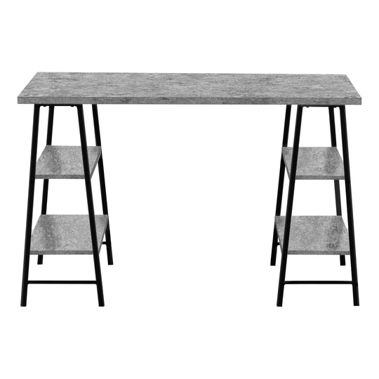I 7526 Computer Desk - 48"L / Grey Stone-Look / Black Metal - Furniture Depot