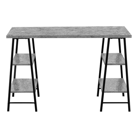 I 7526 Computer Desk - 48"L / Grey Stone-Look / Black Metal - Furniture Depot