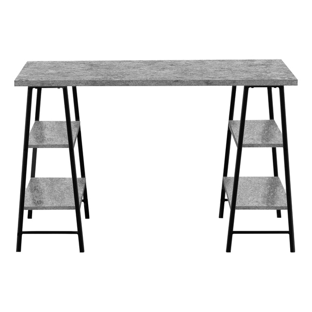 I 7526 Computer Desk - 48"L / Grey Stone-Look / Black Metal - Furniture Depot