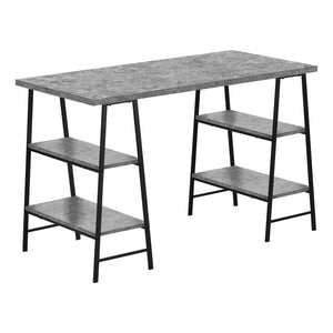 I 7526 Computer Desk - 48"L / Grey Stone-Look / Black Metal - Furniture Depot