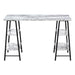 I 7527 Computer Desk - 48"L / White Marble-Look / Black Metal - Furniture Depot